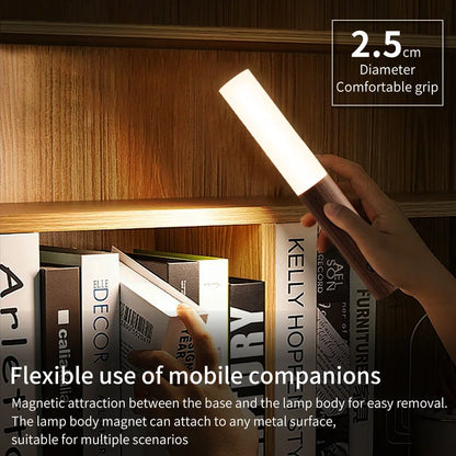 Rechargeable Human Body Induction Night Light Magnetic Motion Sensor Wood Wall Lamp Cabinet Light for Kitchen Stairs Wardrobe